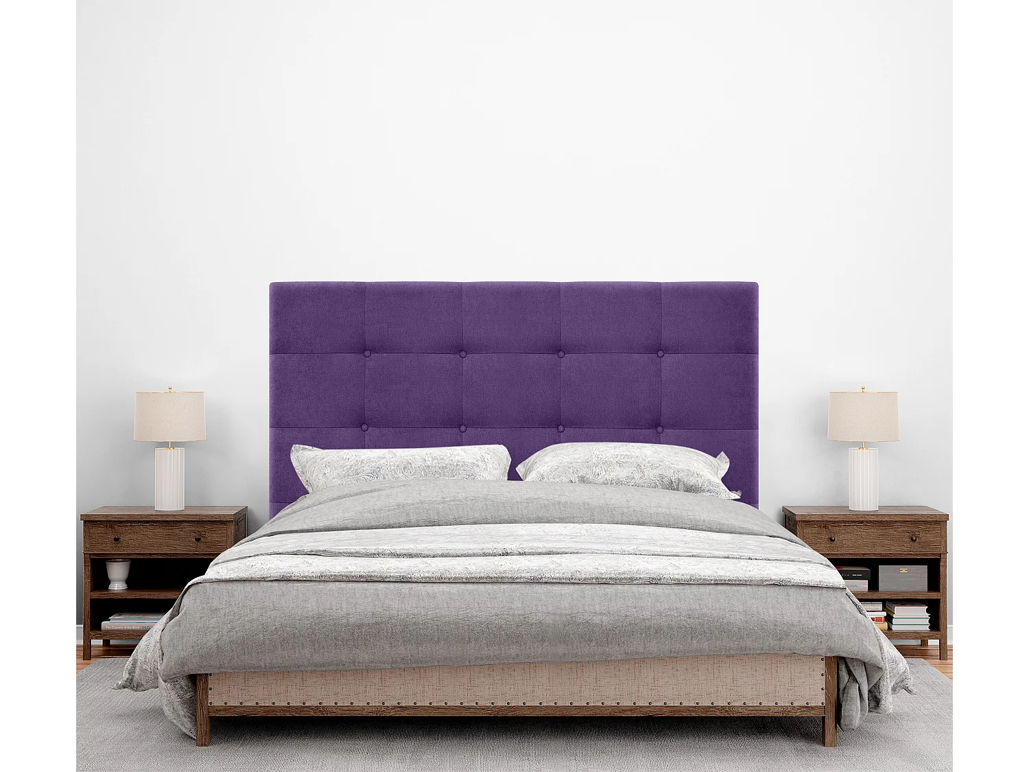 DHOME Cabeceira de  Tecido AquaLinho Capitoné Até o chão 160x120cm Camas 150/160 - Lilás