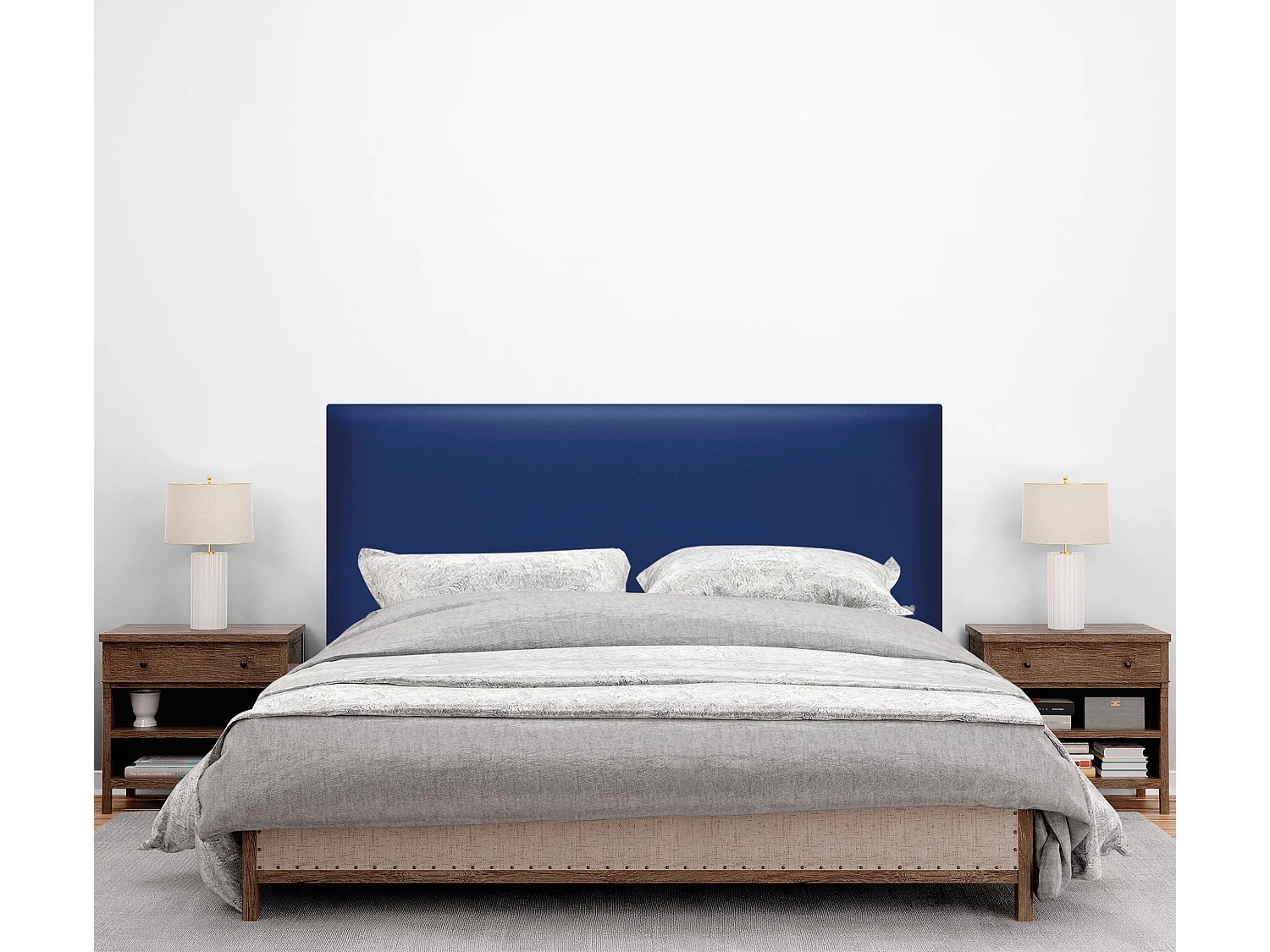 DHOME Cabeceira de  Couro sintético Liso Até o chão 160x120cm Camas 150/160 - Azul