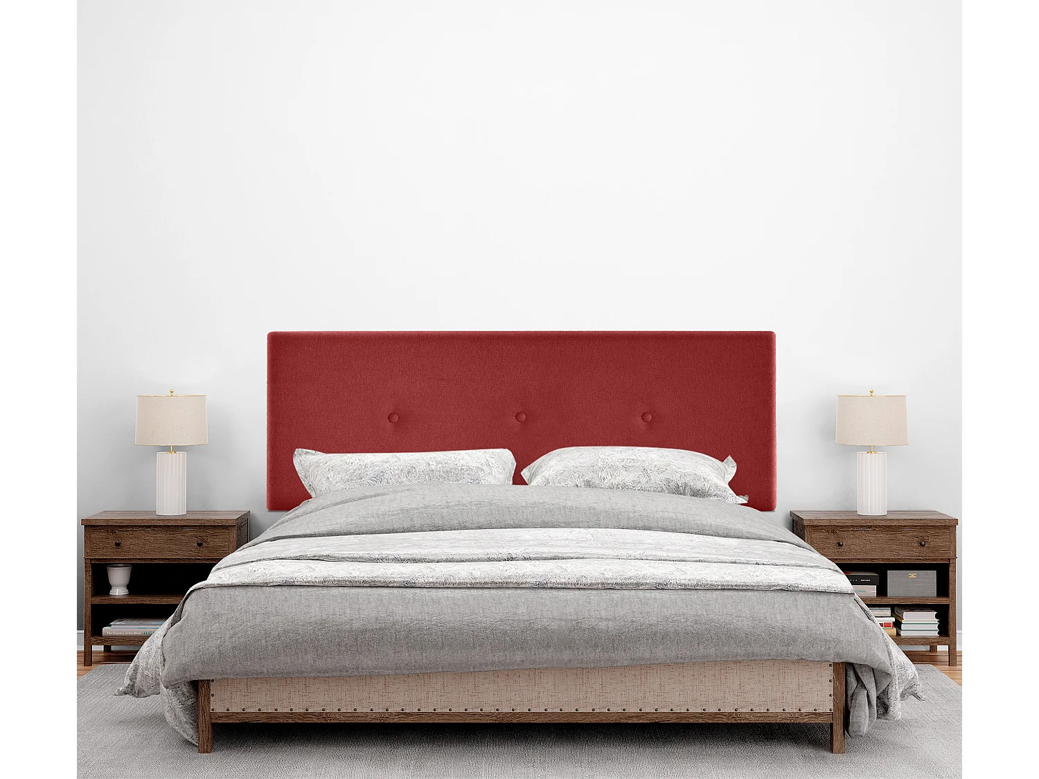 DHOME Hoofdeinde gladde aqualine stof met knopen 135x50cm bedden 120/135 - rood
