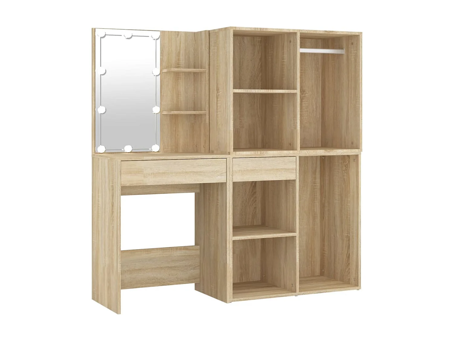Coiffeuse à LED avec 2 armoires Chêne sonoma Bois d'ingénierie