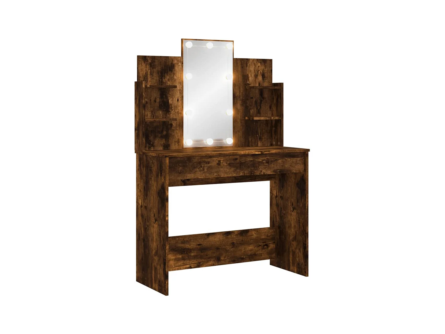 Coiffeuse avec lumières LED chêne fumé 96x40x142