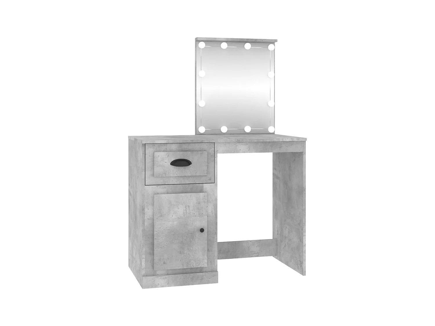 Coiffeuse avec LED gris béton 90x50x132,5 bois d'ingénierie