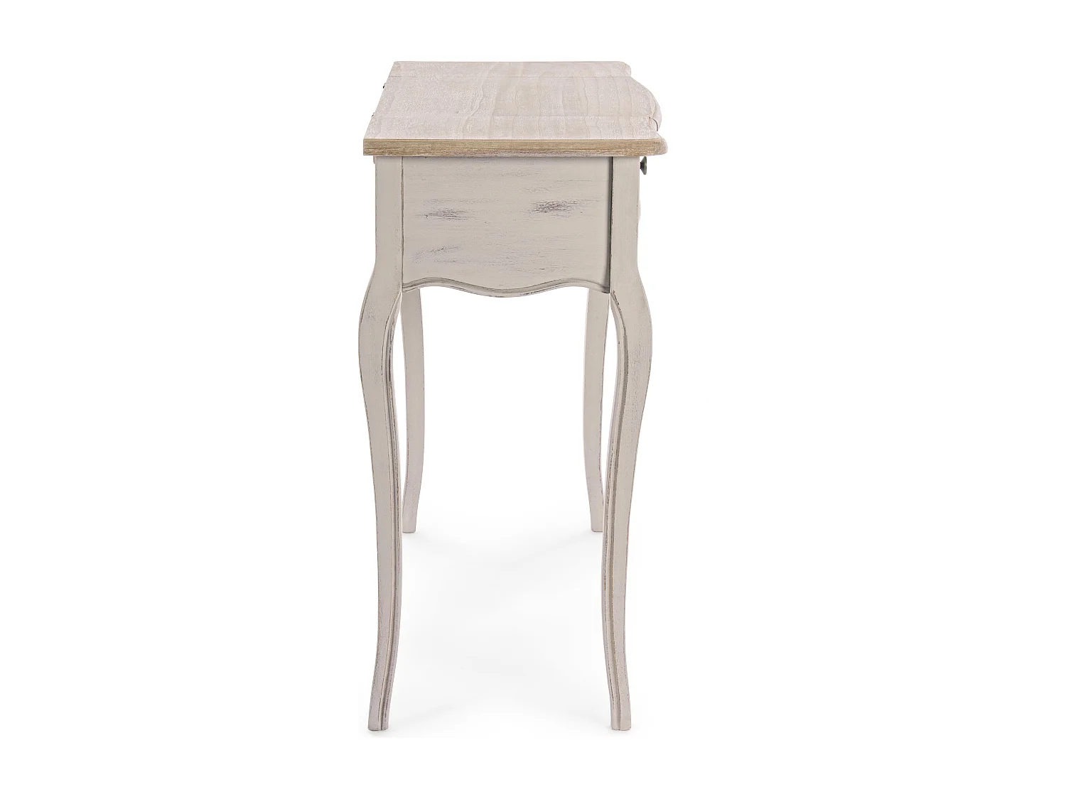 Console coiffeuse en bois de paulownia beige 3 tiroirs Jara 90cm