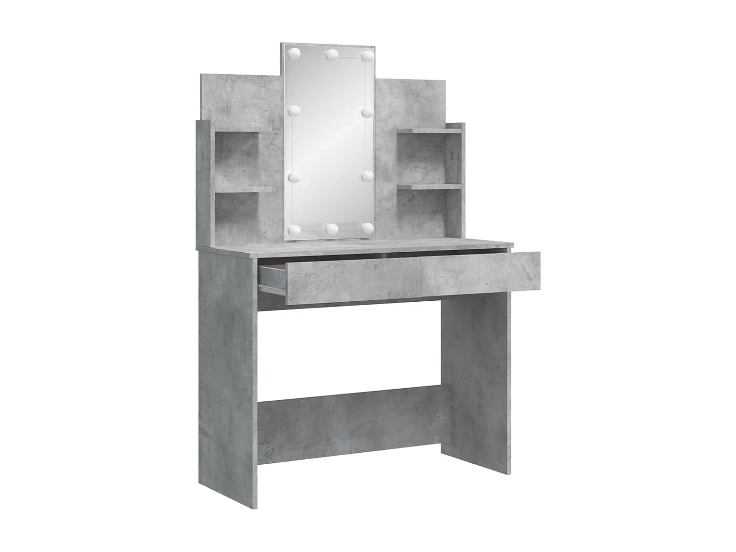 Coiffeuse avec lumières LED gris béton 96x40x142