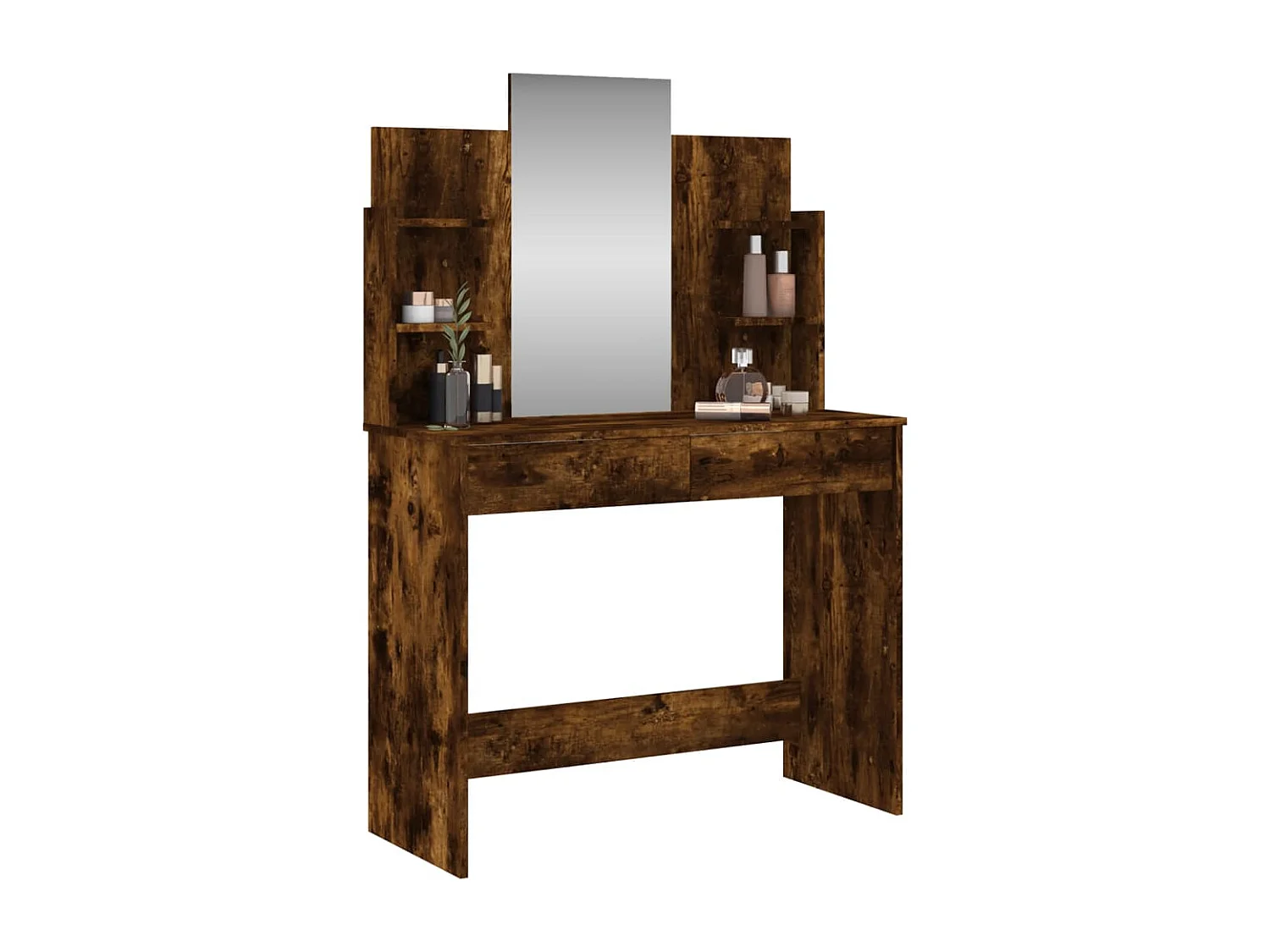 Coiffeuse avec miroir chêne fumé 96x39x142