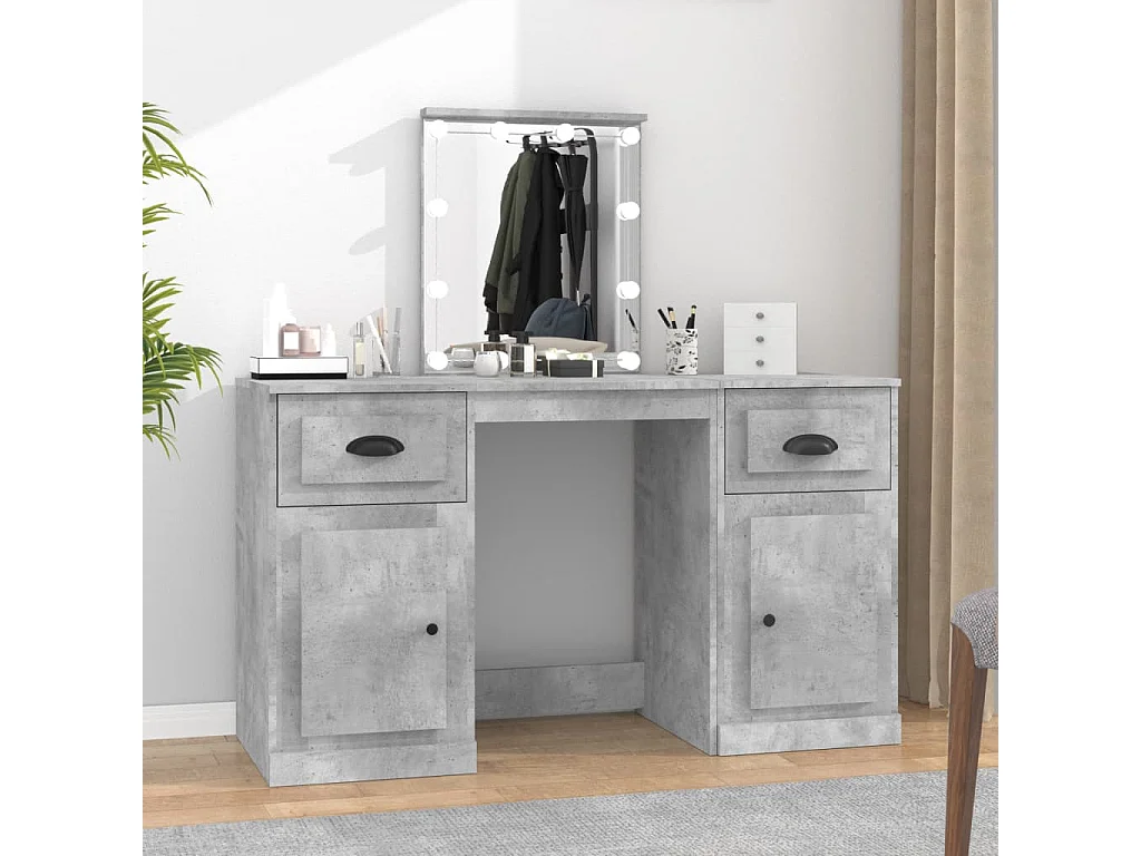 Coiffeuse avec LED gris béton 130x50x132,5