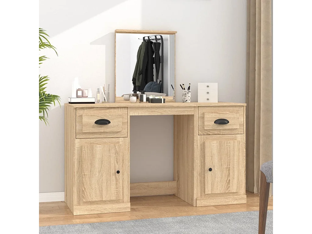 Coiffeuse avec miroir chêne sonoma 130x50x132,5