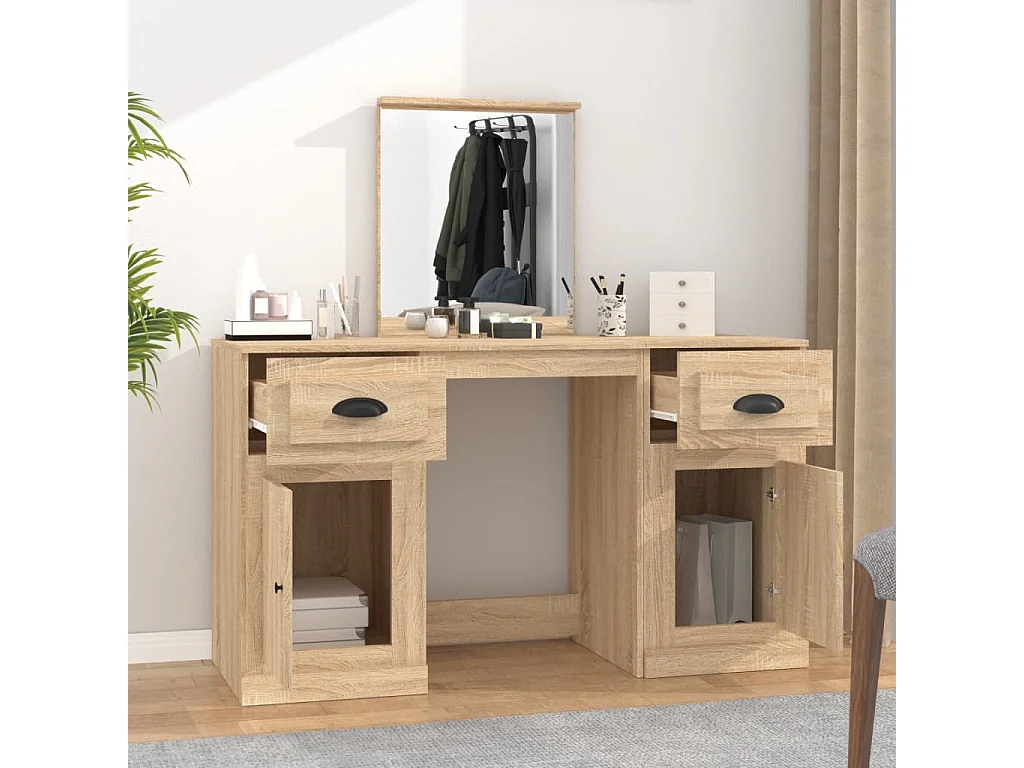 Coiffeuse avec miroir chêne sonoma 130x50x132,5