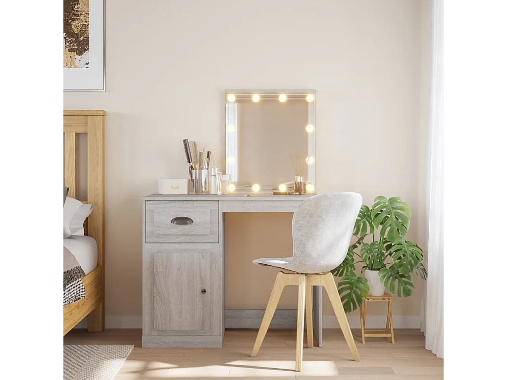 Coiffeuse avec lumières LED sonoma gris 90x42x132,5