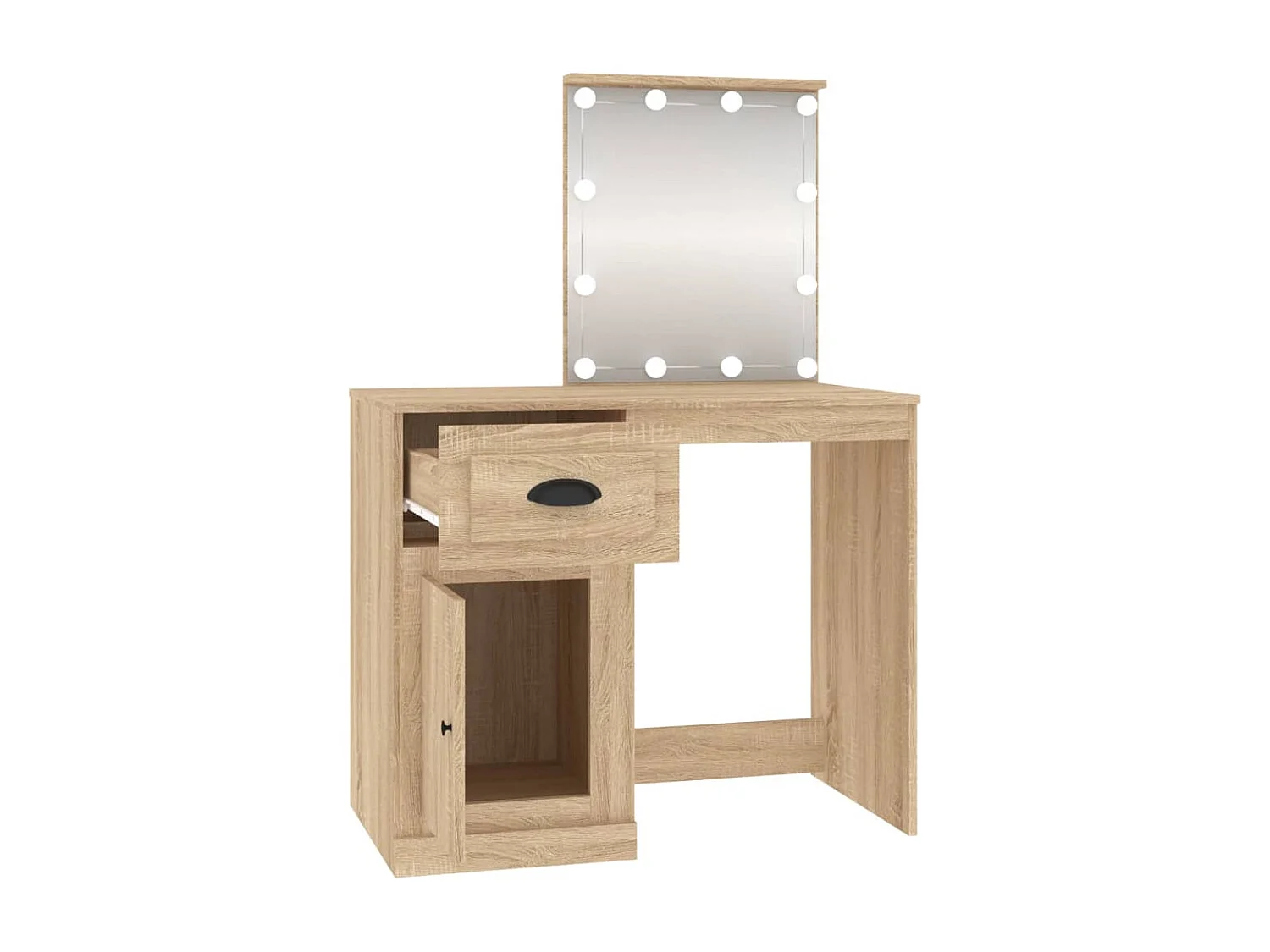 Coiffeuse avec LED chêne sonoma 90x50x132,5 bois d'ingénierie