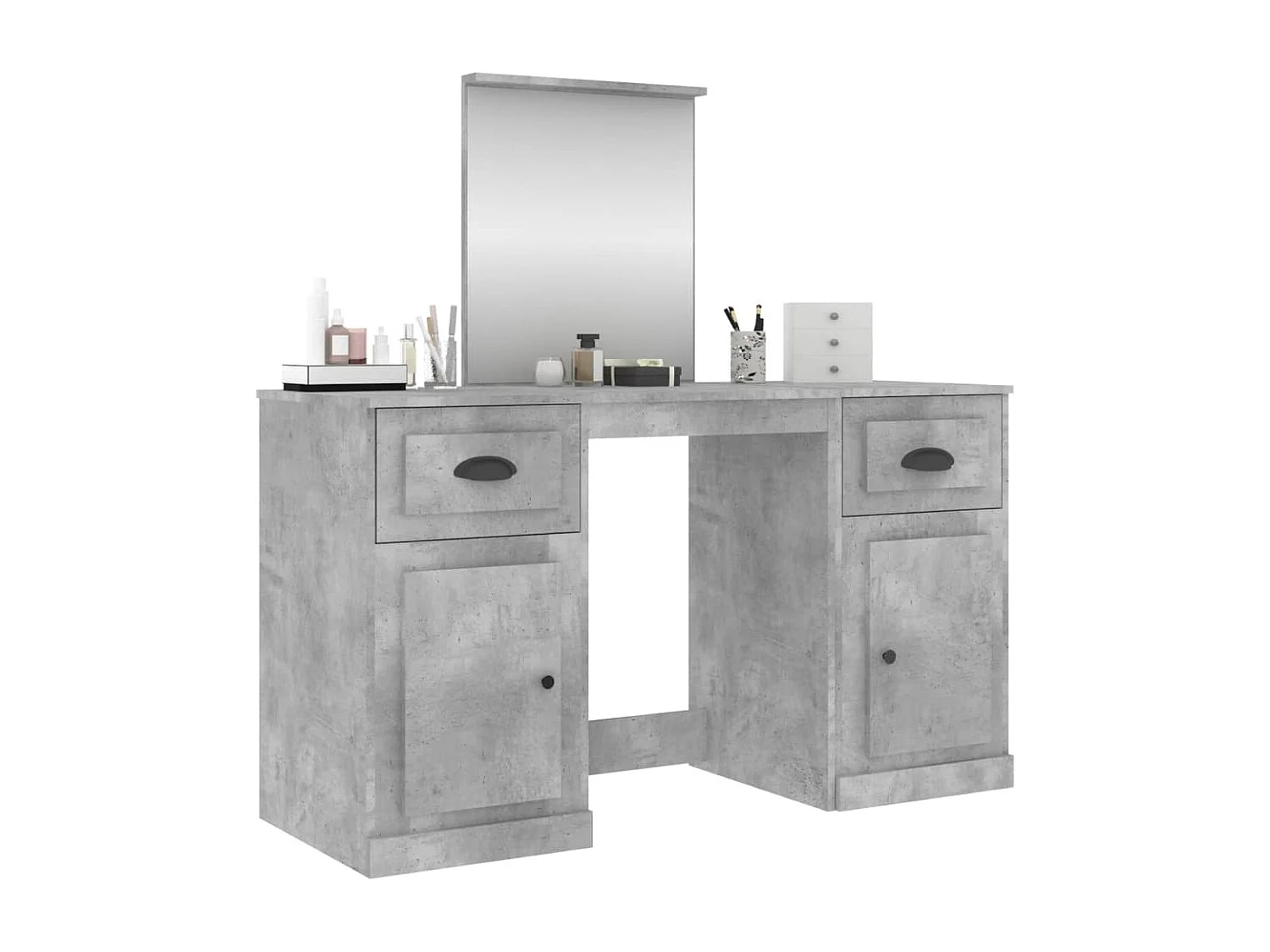 Coiffeuse avec miroir gris béton 130x50x132,5