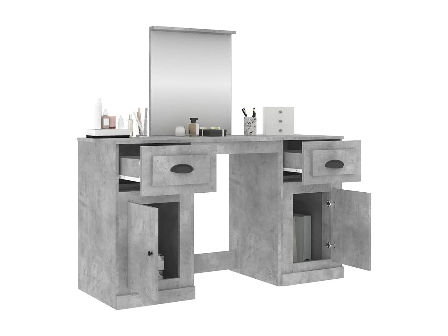 Coiffeuse avec miroir gris béton 130x50x132,5