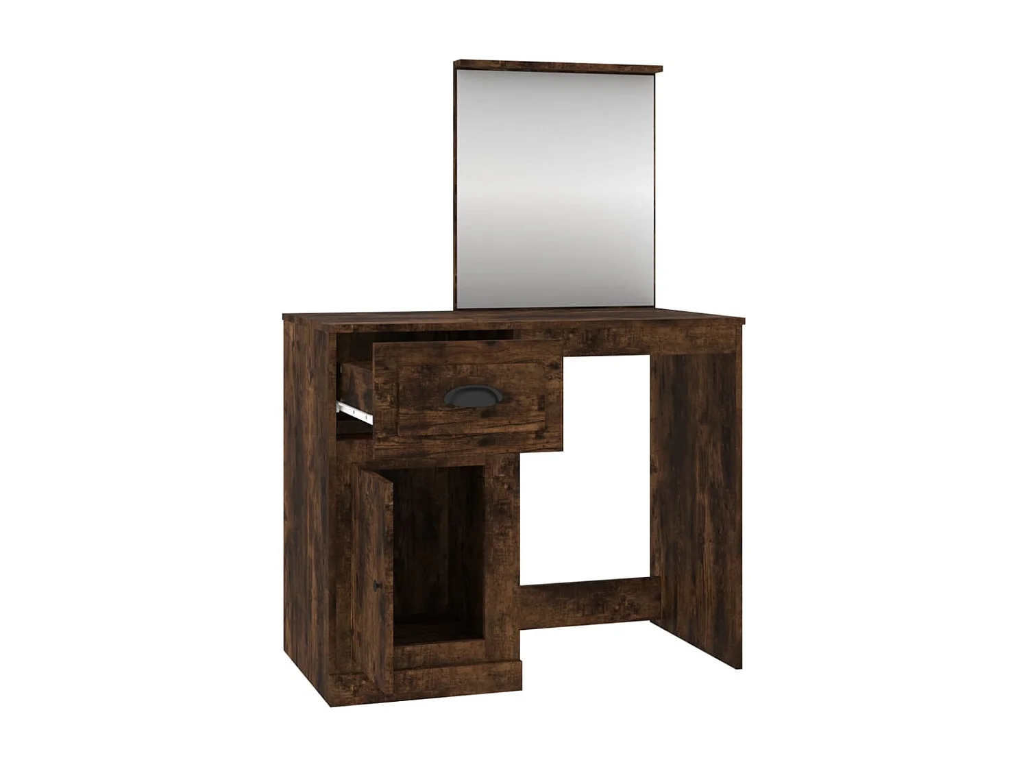 Coiffeuse et miroir chêne fumé 90x50x132,5 bois d'ingénierie