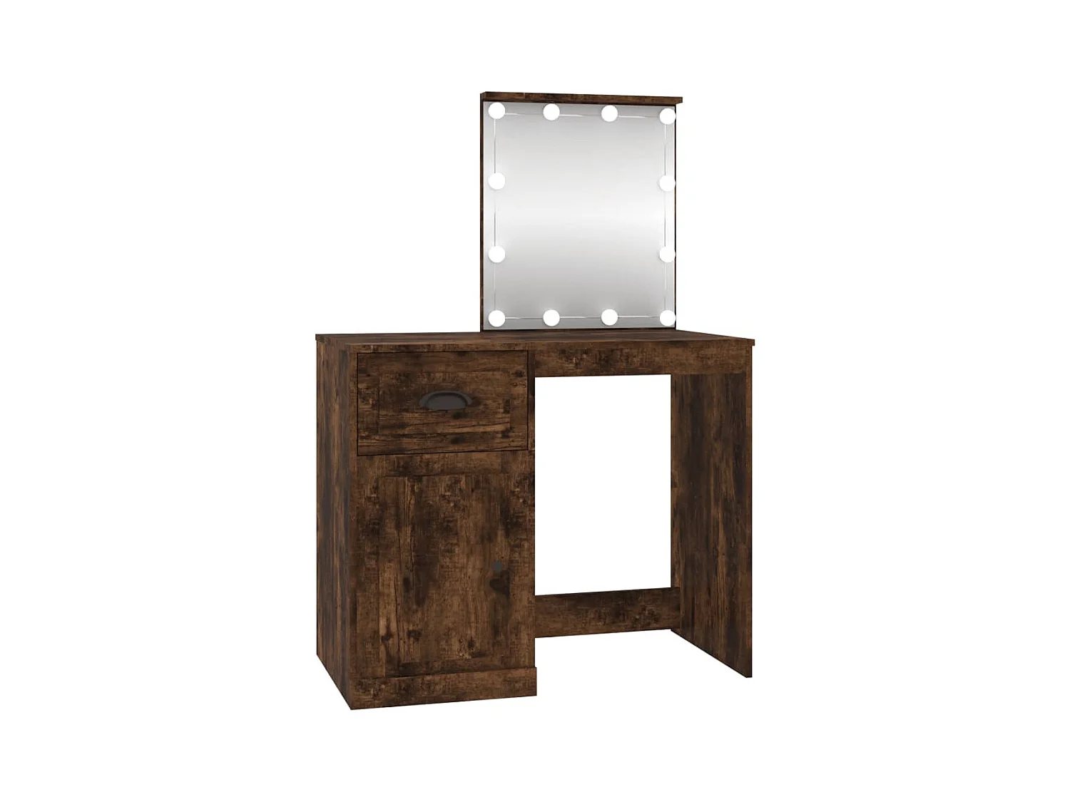 Coiffeuse avec LED chêne fumé 90x50x132,5 bois d'ingénierie