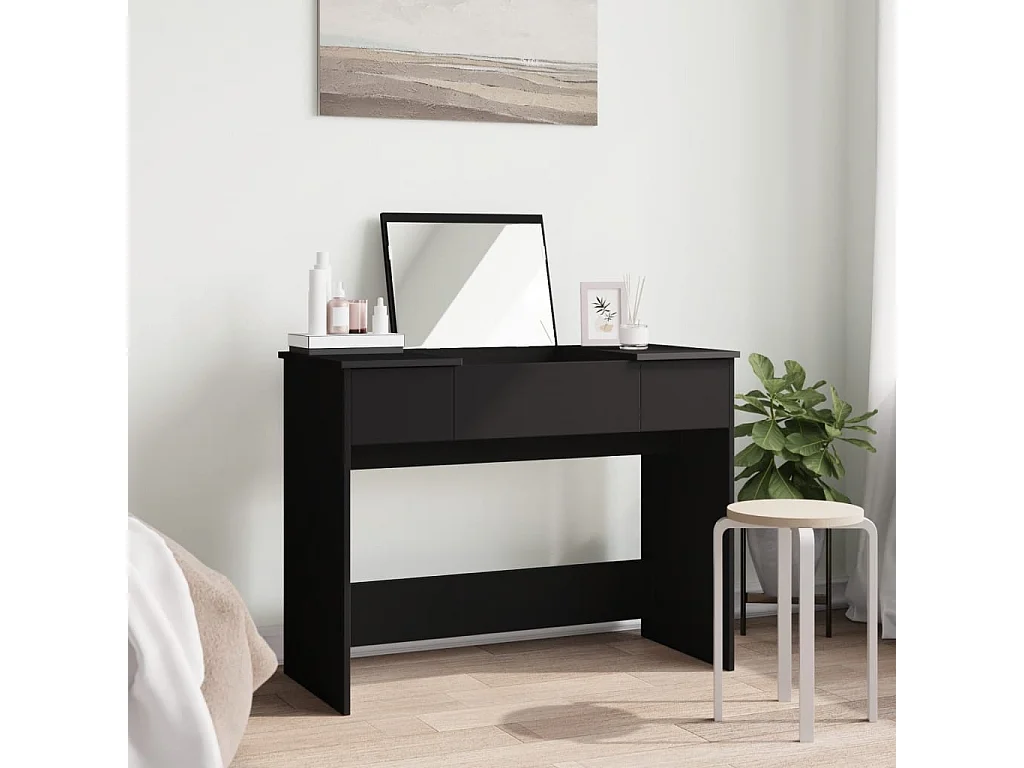 Coiffeuse avec miroir noir 100x45x76