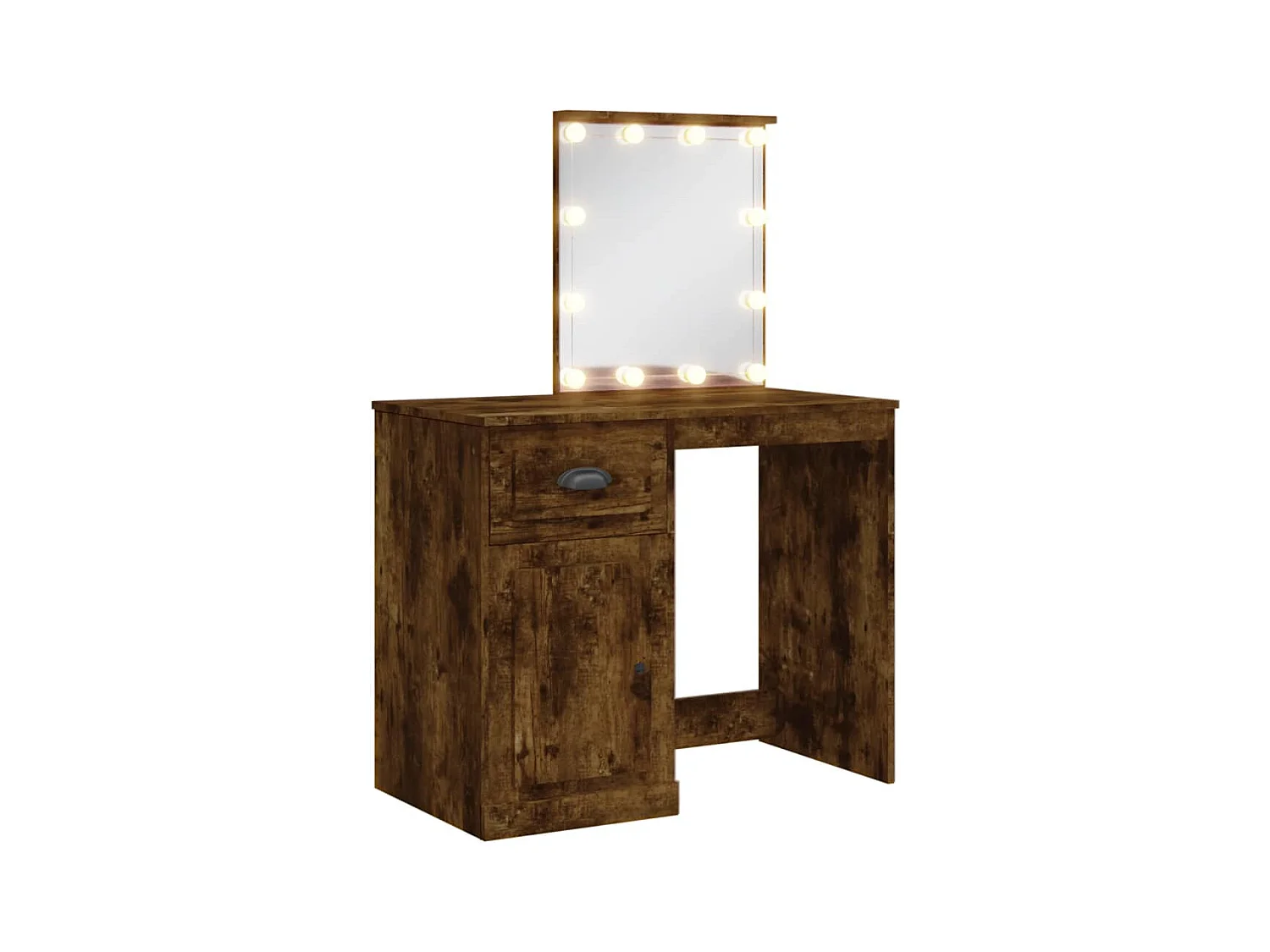 Coiffeuse avec lumières LED chêne fumé 90x42x132,5