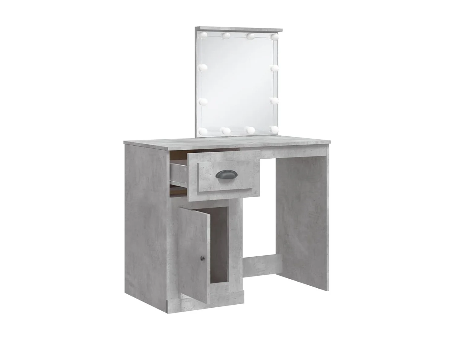 Coiffeuse avec lumières LED gris béton 90x42x132,5