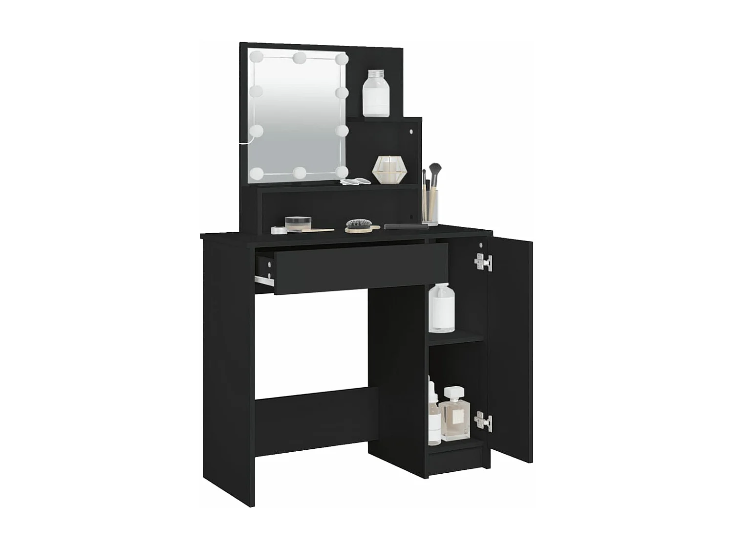 Coiffeuse avec LED noir 86,5x35x136