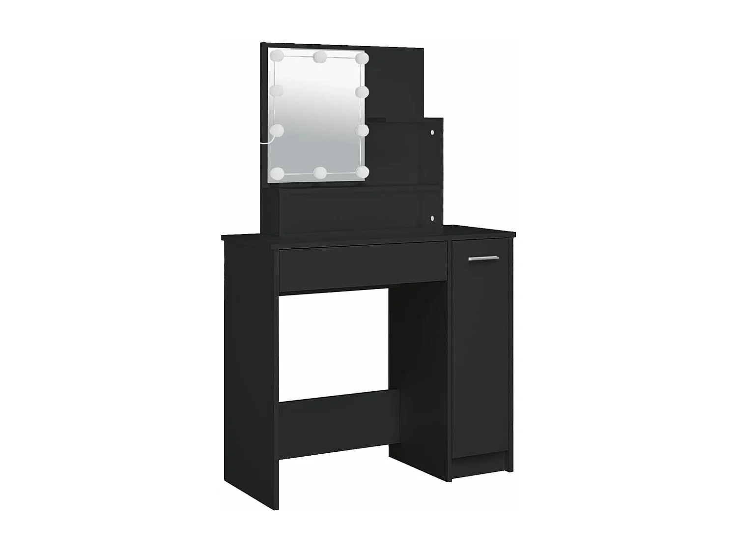 Coiffeuse avec LED noir 86,5x35x136