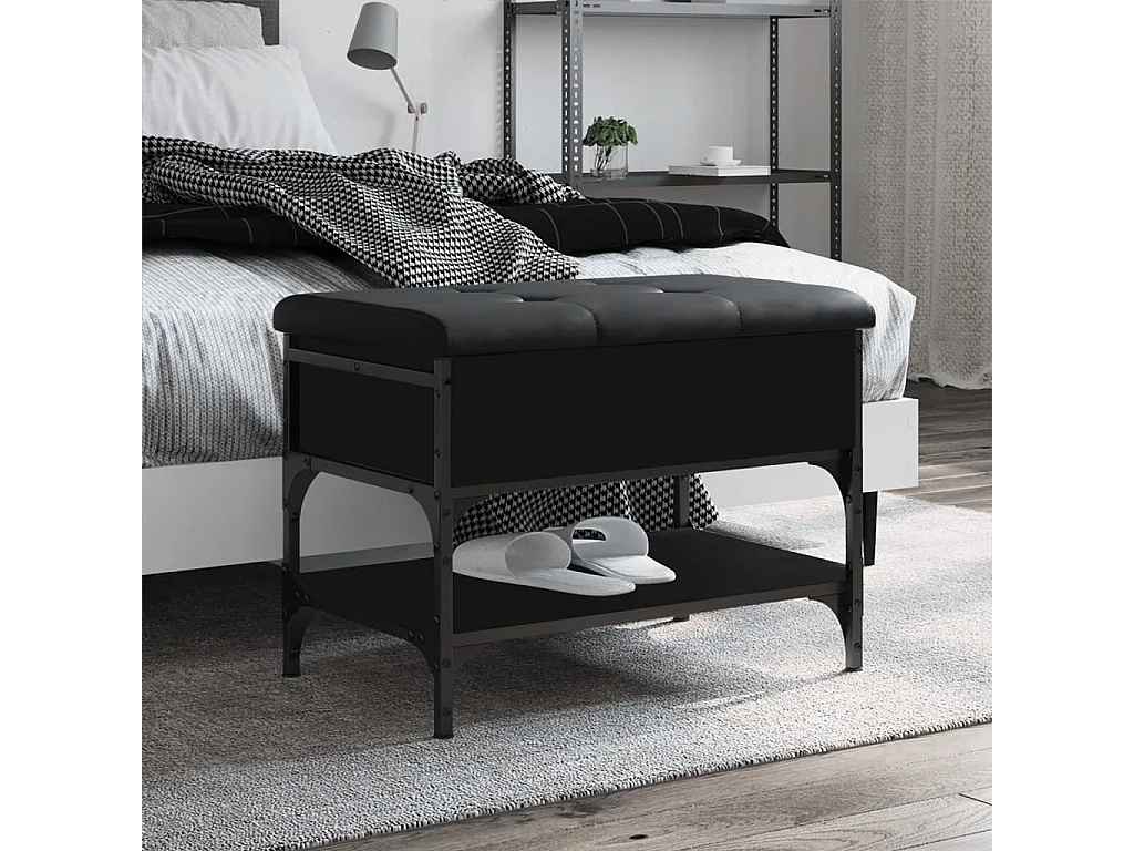 Banc à chaussures noir 62x42x45 bois d'ingénierie