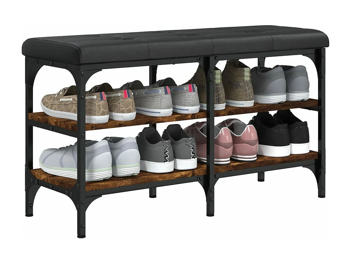 Banc à chaussures chêne fumé 82x32x47 Bois d'ingénierie