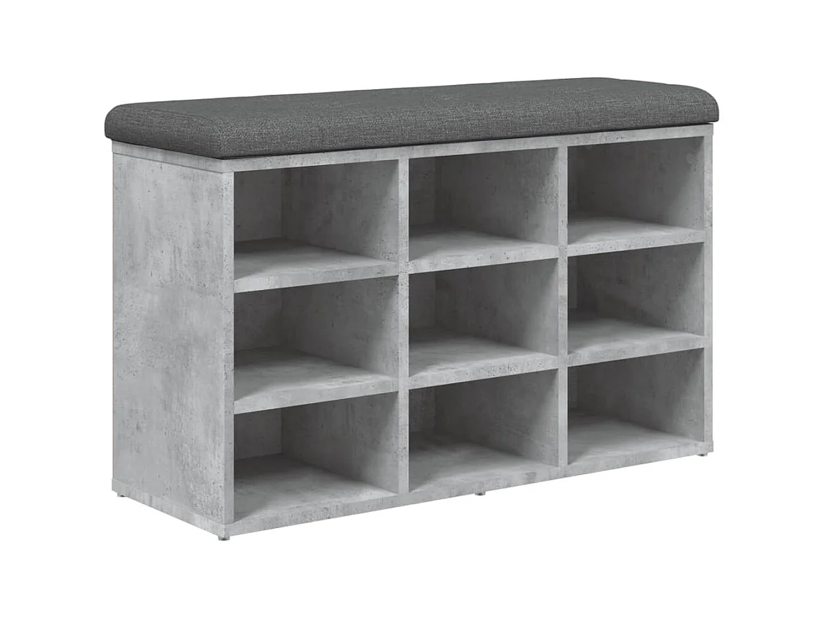 Banc à chaussures gris béton 82x32x50 bois d'ingénierie