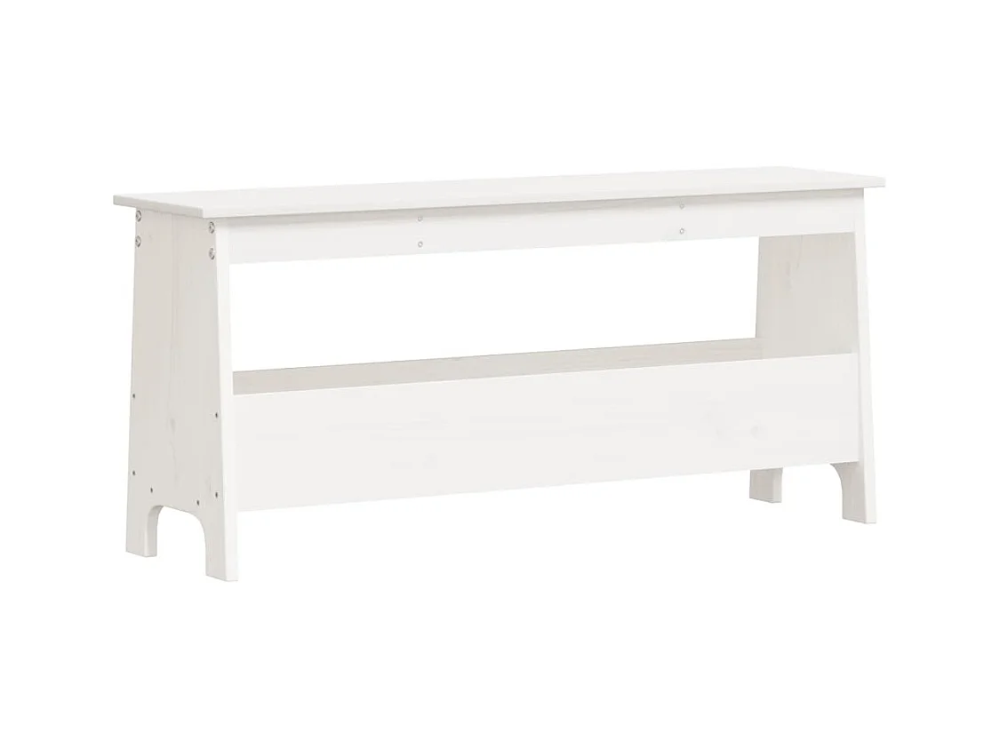 Banc d'entrée blanc 100x28x45 bois de pin massif