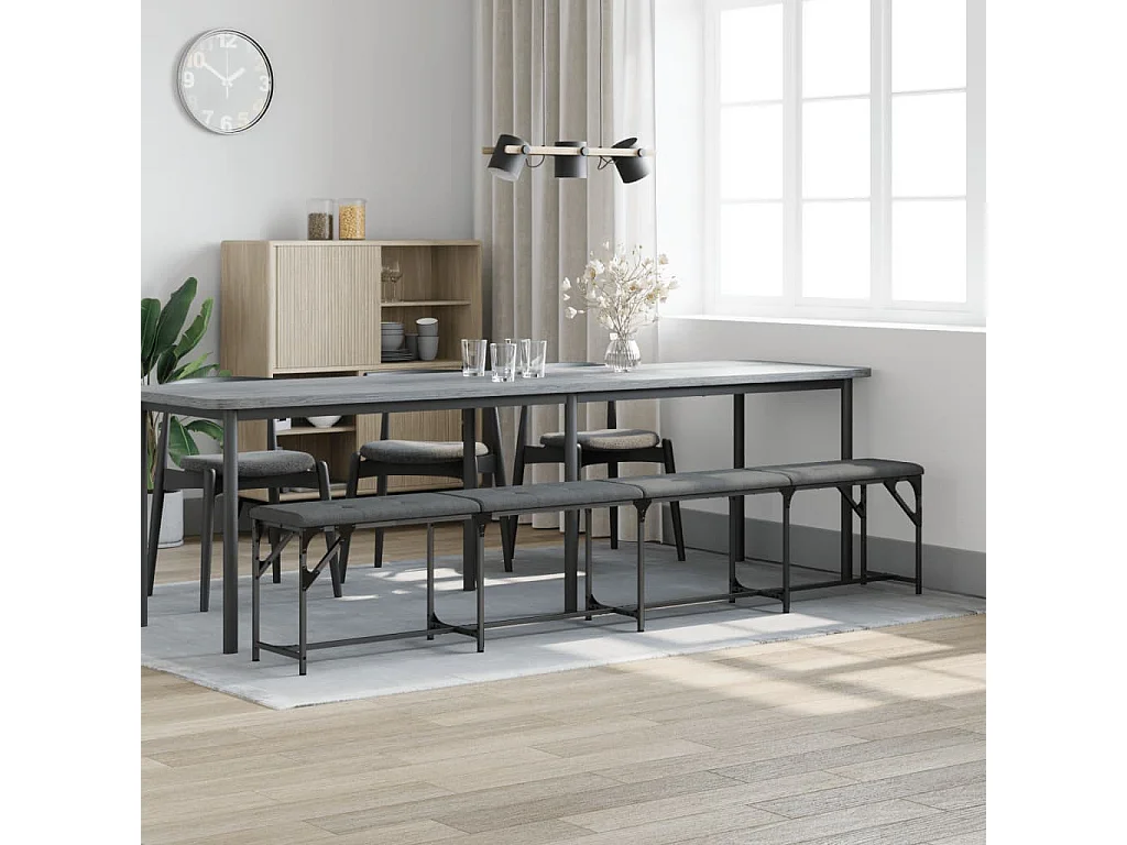 Banc à manger gris foncé 248x32x45 acier et tissu