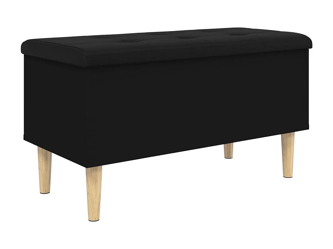 Banc de rangement noir 82x42x46 bois d'ingénierie
