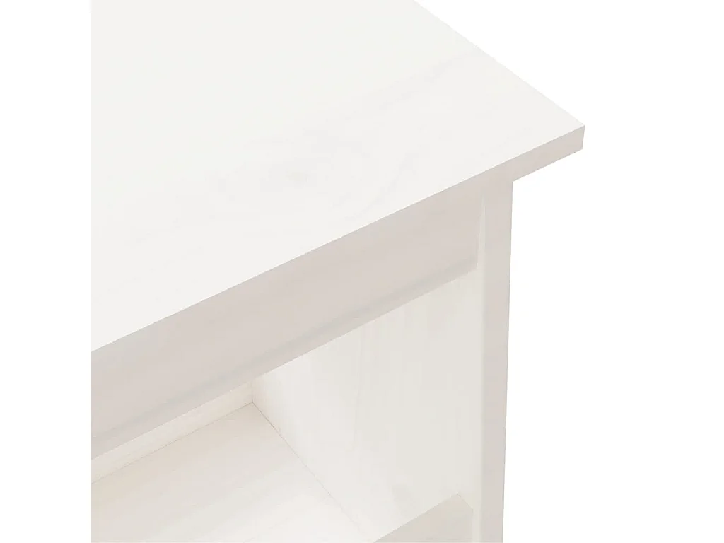 Banc d'entrée blanc 160x28x45 bois de pin massif