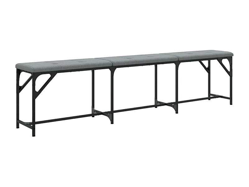 Banc à manger gris clair 186x32x45 acier et tissu