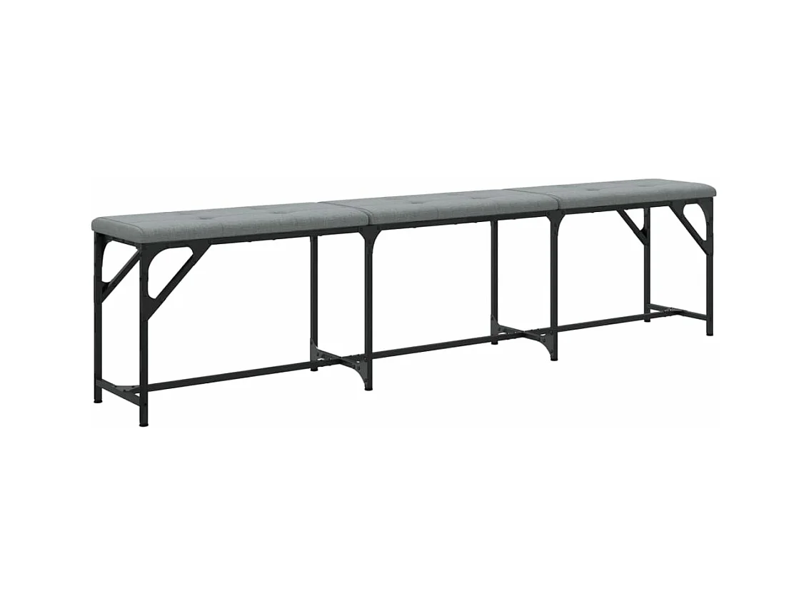 Banc à manger gris clair 186x32x45 acier et tissu