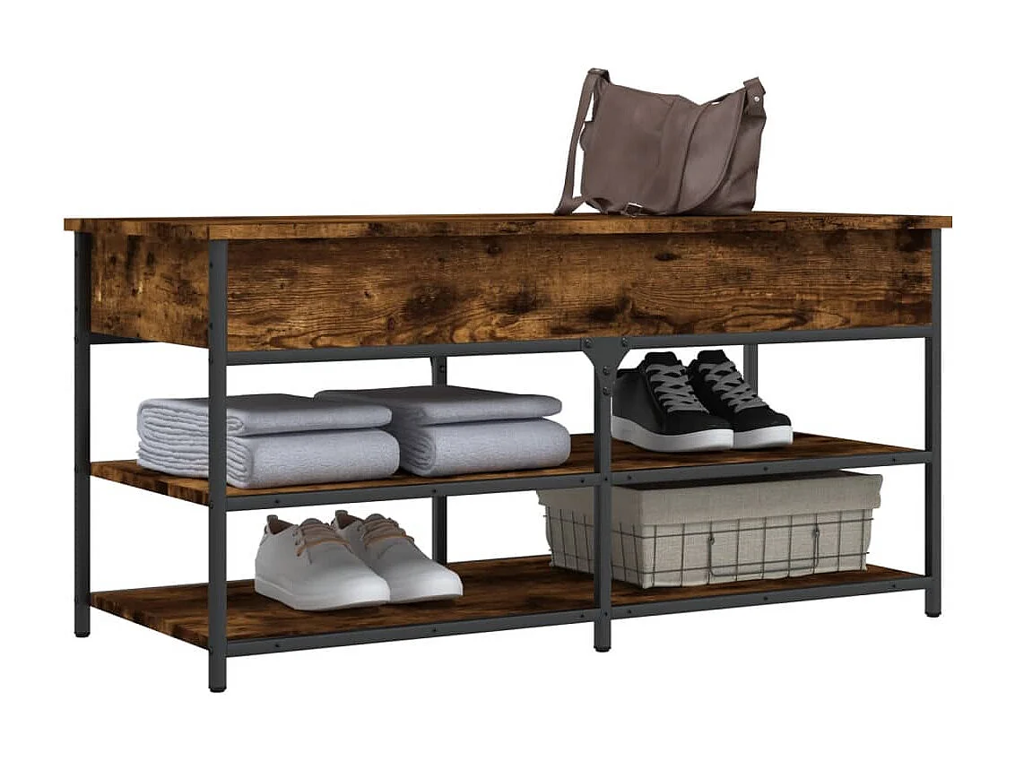 Banc à chaussures chêne fumé 100x42,5x50 bois d'ingénierie