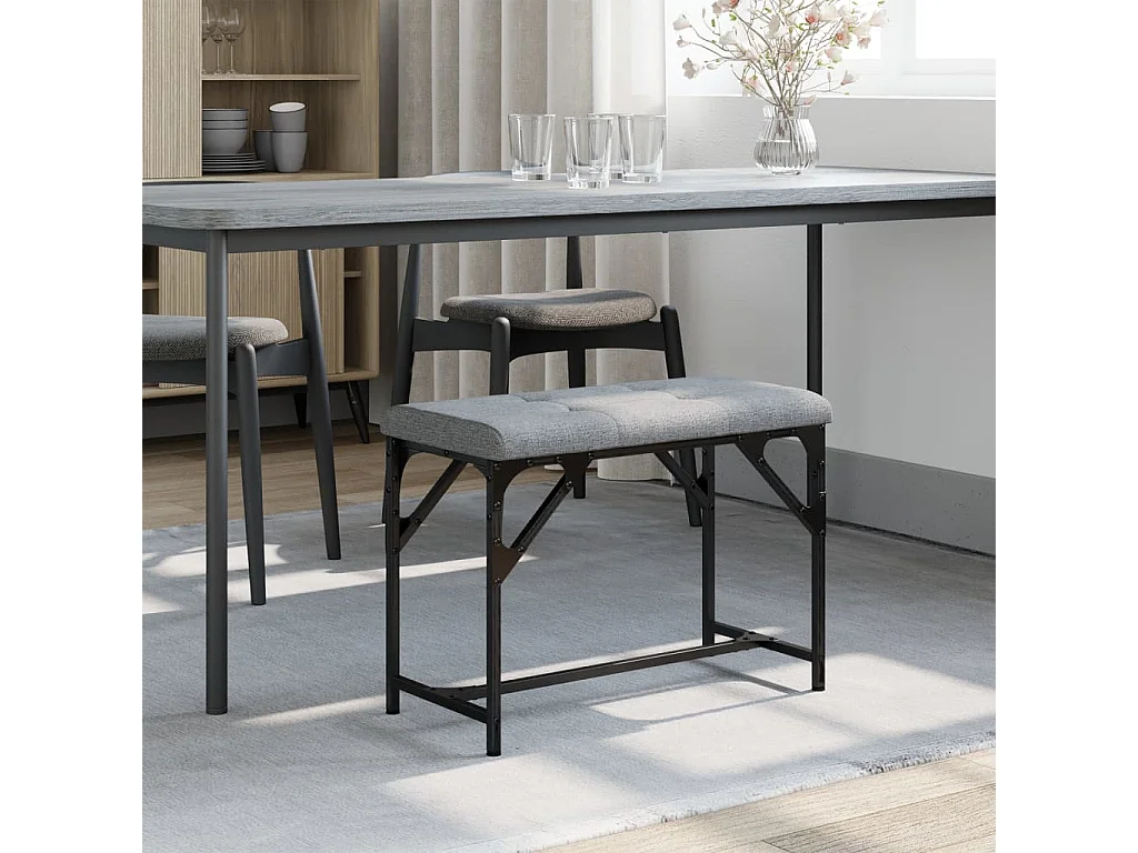 Banc à manger gris clair 62x32x45 acier et tissu