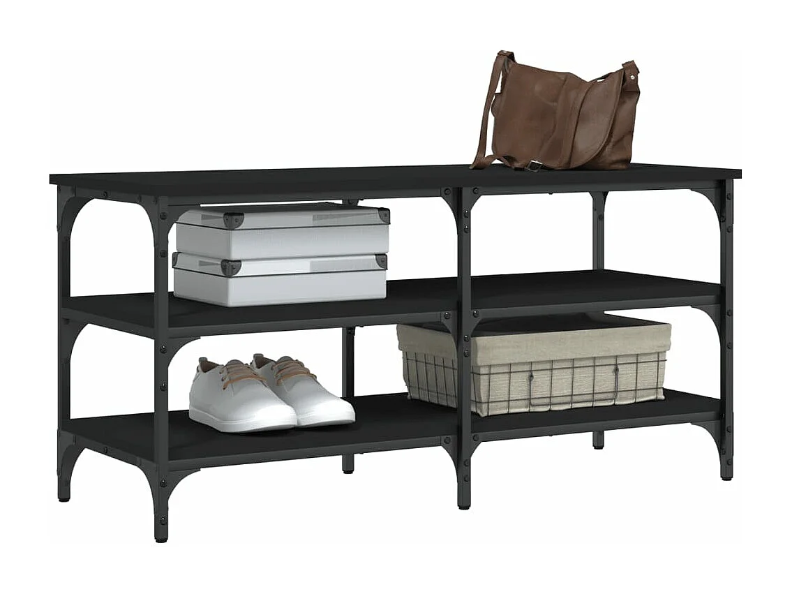 Banc à chaussures noir 100x38,5x49 bois d'ingénierie