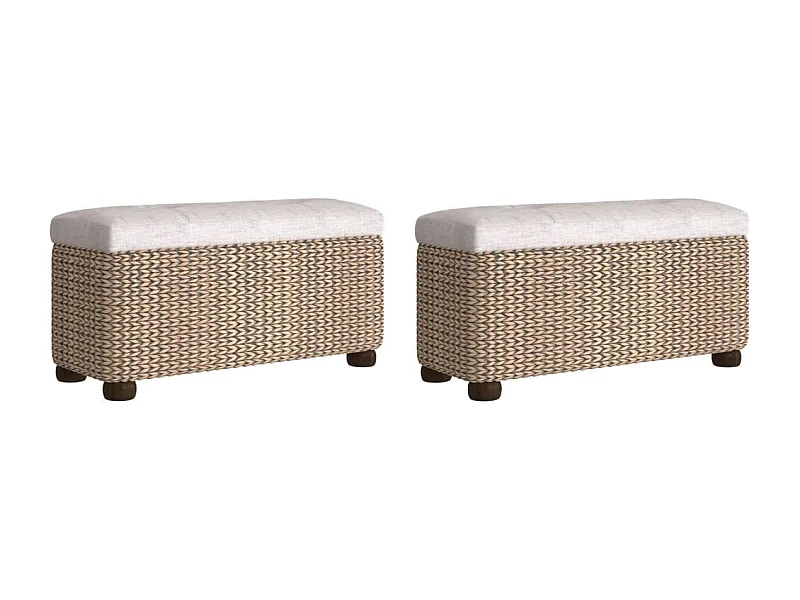 Bancs de rangement 2 pcs avec coussin gris 69cm quenouille
