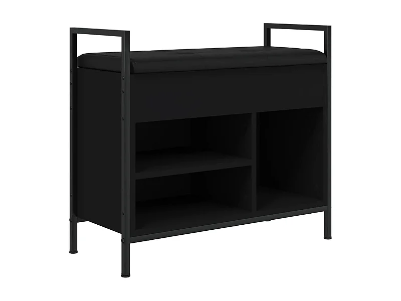 Banc à chaussures noir 65,5x32x57,5 bois d'ingénierie