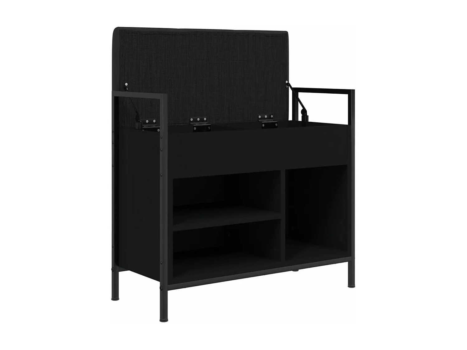 Banc à chaussures noir 65,5x32x57,5 bois d'ingénierie