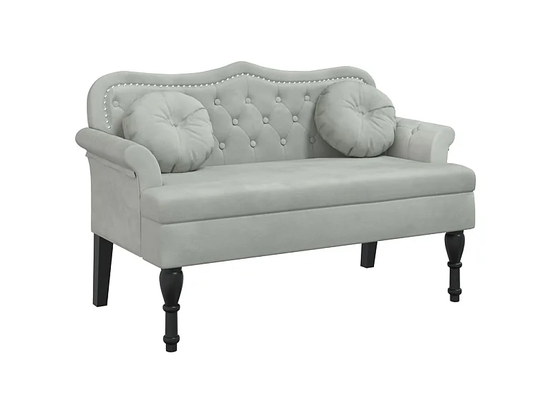 Banc avec coussins gris clair 120,5x65x75 velours