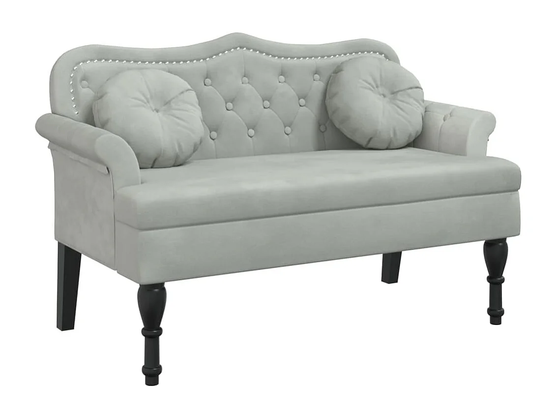 Banc avec coussins gris clair 120,5x65x75 velours
