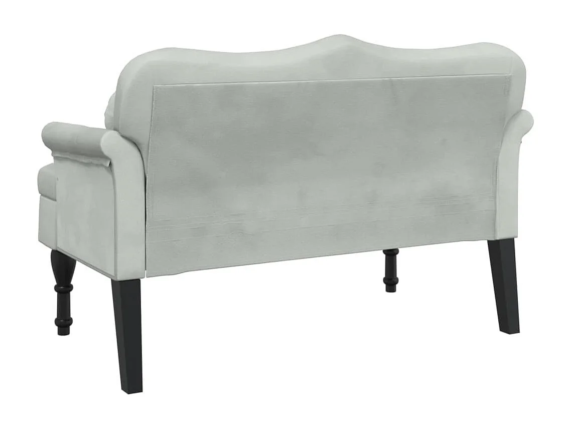 Banc avec coussins gris clair 120,5x65x75 velours