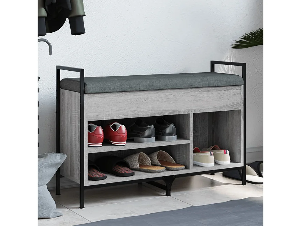 Banc à chaussures sonoma gris 85,5x32x57,5 bois d'ingénierie