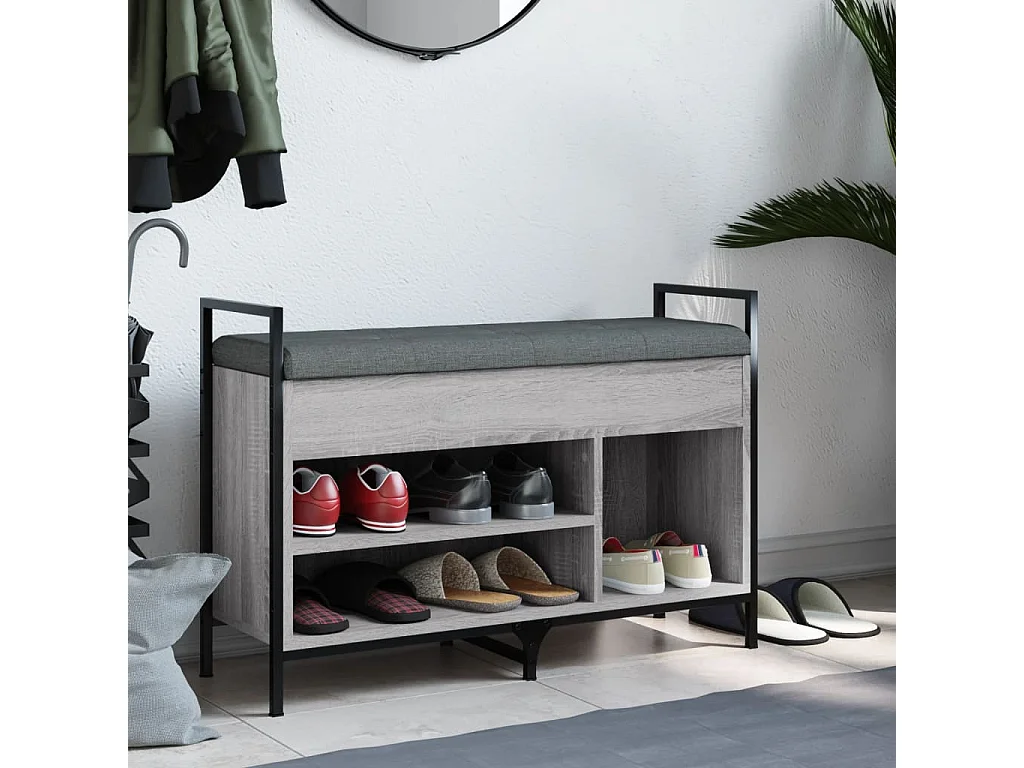 Banc à chaussures sonoma gris 85,5x32x57,5 bois d'ingénierie