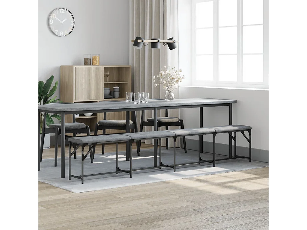 Banc à manger gris clair 248x32x45 acier et tissu