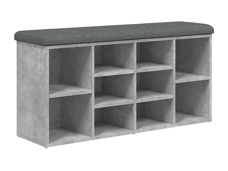 Banc à chaussures gris béton 102x32x50 bois d'ingénierie