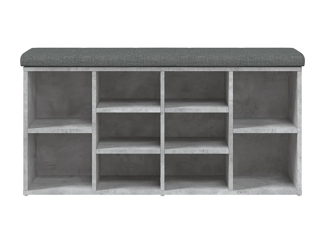 Banc à chaussures gris béton 102x32x50 bois d'ingénierie