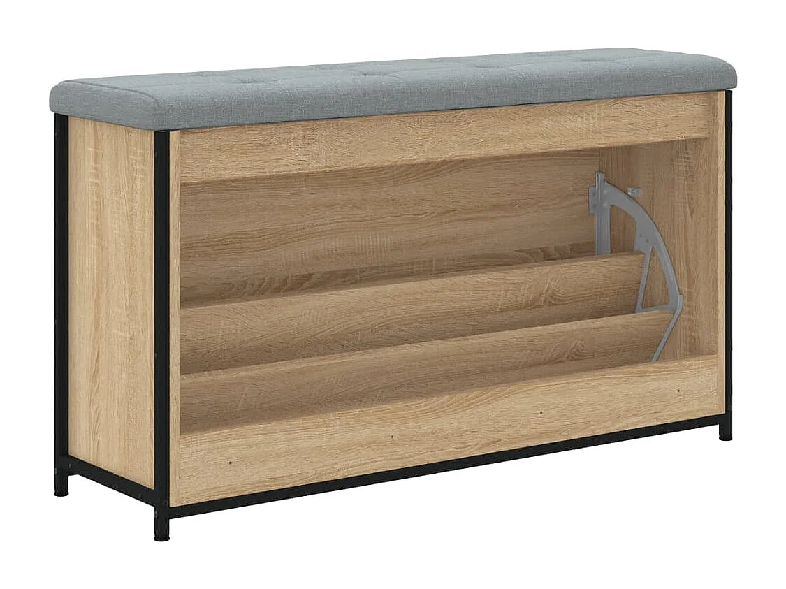 Schoenenbankje met klaplade 102x32x56 cm sonoma eikenkleurig