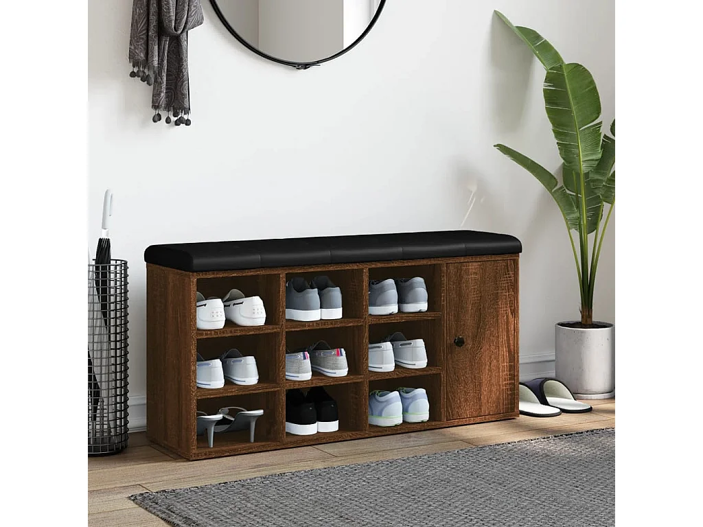 Banc à chaussures chêne marron 102x32x50 bois d'ingénierie