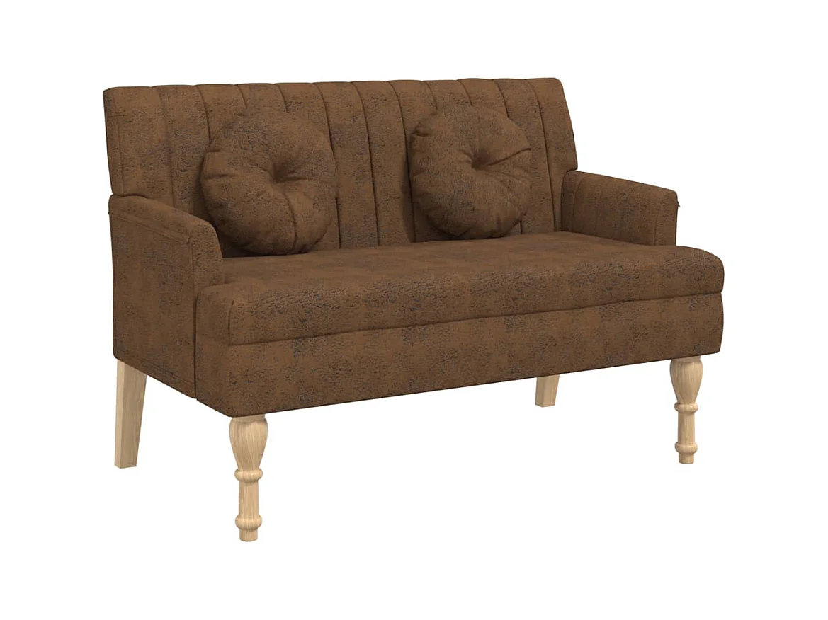 Banc avec coussins marron 113x64,5x75,5 similicuir daim