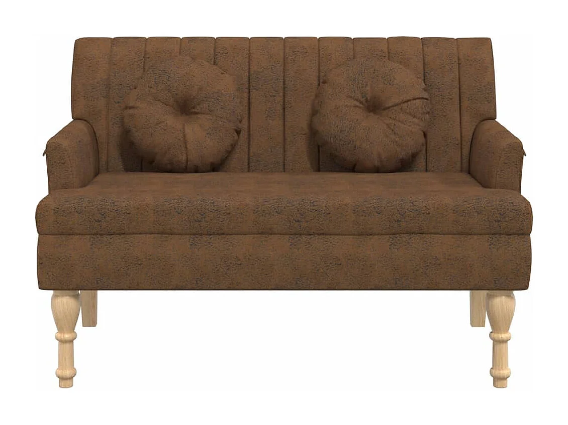 Banc avec coussins marron 113x64,5x75,5 similicuir daim